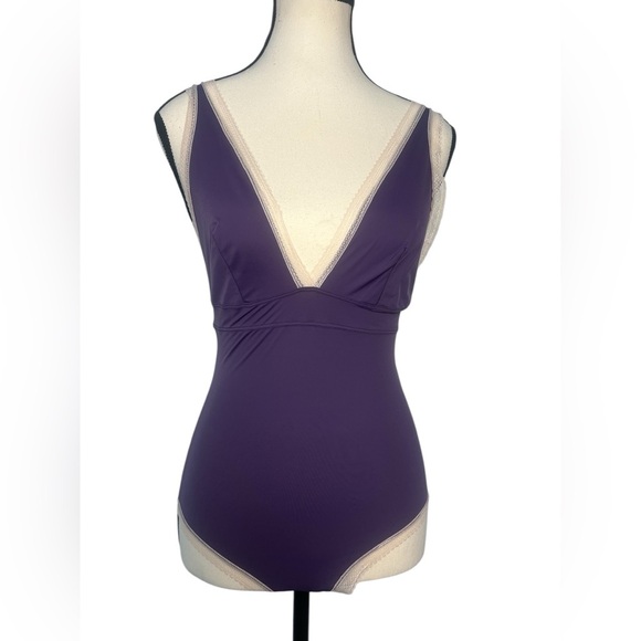 Victoria's Secret Tops - Victoria’s Secret Purple with lace body suit. 3 snap closure. Women’s size M